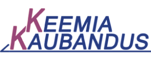 Logo společnosti s názvem 'Keemia Kaubandus' v modrých a červených barvách.